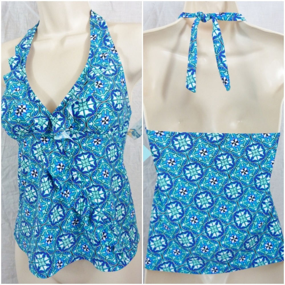 Love Your Assets Sara Blakely Small Spanx Fiesta Tankini Swim Top Push Up NWT